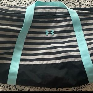 Under Armour Black and Aqua Striped Travel Bag